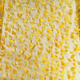3D Butterflies Yellow Lace Fabric Embroidered Applique by the Yard
