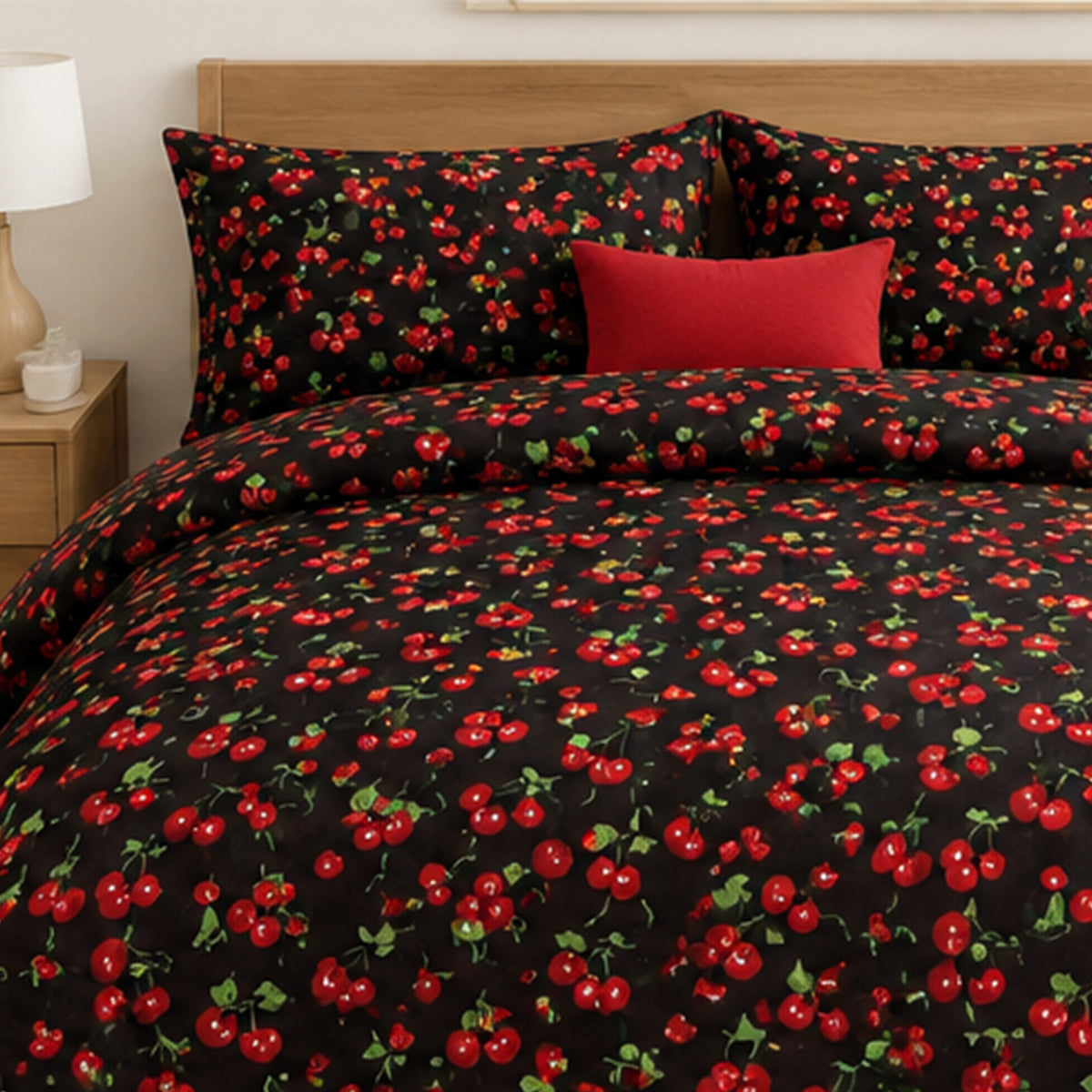Cherry Print Poly Cotton Fabric 58 Inch Wide Durable Yardage