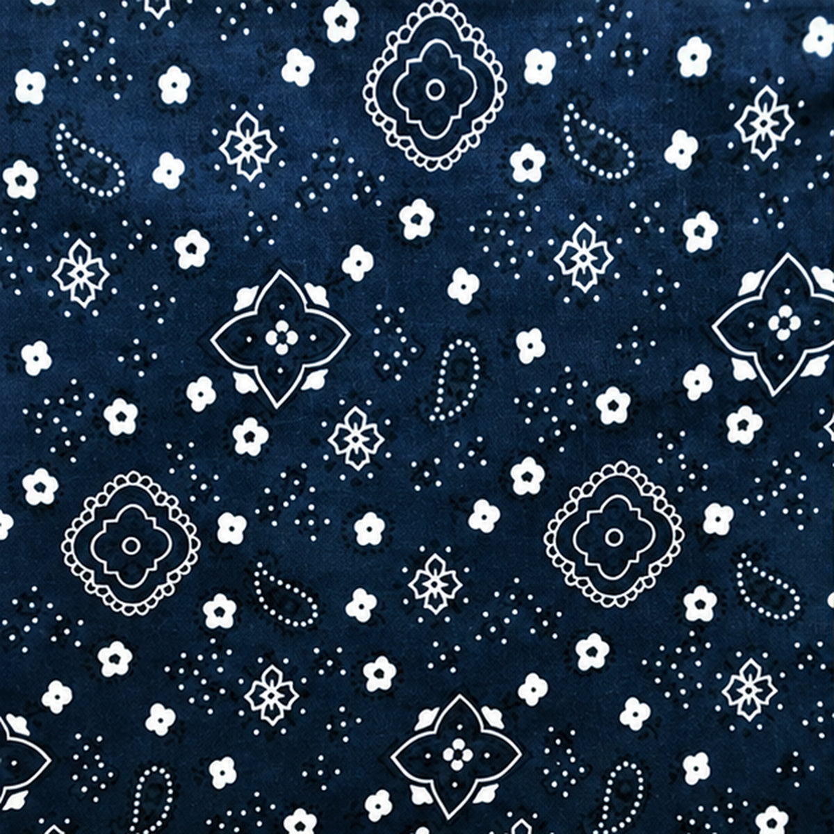 Paisley Bandanna Fabric Navy Poly Cotton Print by the Yard Decor