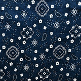 Paisley Bandanna Fabric Navy Poly Cotton Print by the Yard Decor