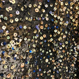 Sequined Lace Fabric Embroidered Black Chiffon Sheer by the Yard