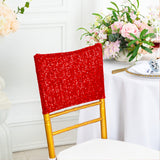 Red Sequin Spandex Chair Caps 220 GSM Sparkling Stretch Cover