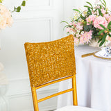 Gold Sequin Spandex Chair Caps 220 GSM Glittering Stretch Cover