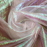 Iridescent White Crush Barbie Organza Fabric by the Yard Shiny