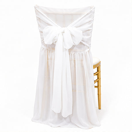 White Chiffon Chiavari Chair Cover With Sash Airy Sheer Fabric