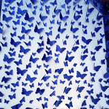 3D Butterflies Royal Blue Lace Fabric Embroidered by the Yard