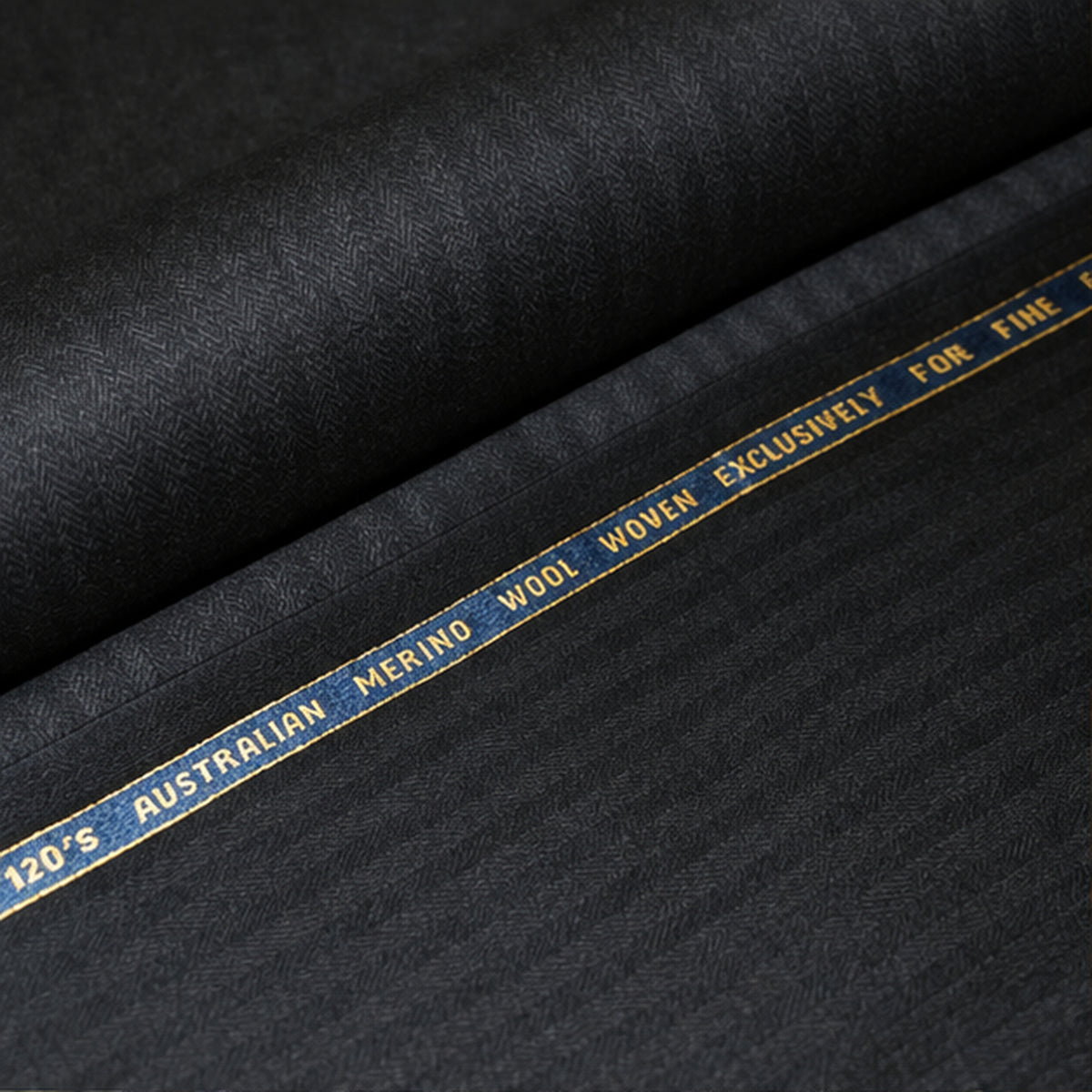 Black Herringbone Super Merino Wool Fabric 58/60in Width by the Yard Soft