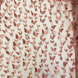 3D Butterflies Mauve Lace Fabric Embroidered Applique by the Yard