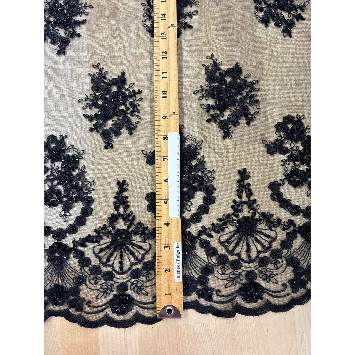 Beaded Bridal Lace Fabric – Floral Mesh with Sequins & Pearls, 49/50" (1 Yard)