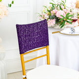 Eggplant Purple Sequin Spandex Chair Caps 220 GSM Shiny Stretch