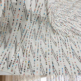 Hand Sequined Chiffon Fabric White Embellished Wide by the Yard