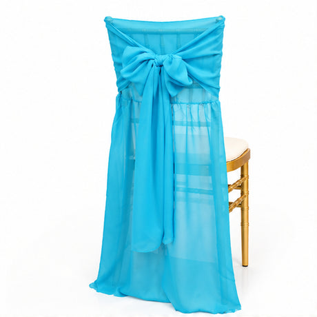 Turquoise Chiffon Chiavari Chair Cover With Sash Lightweight