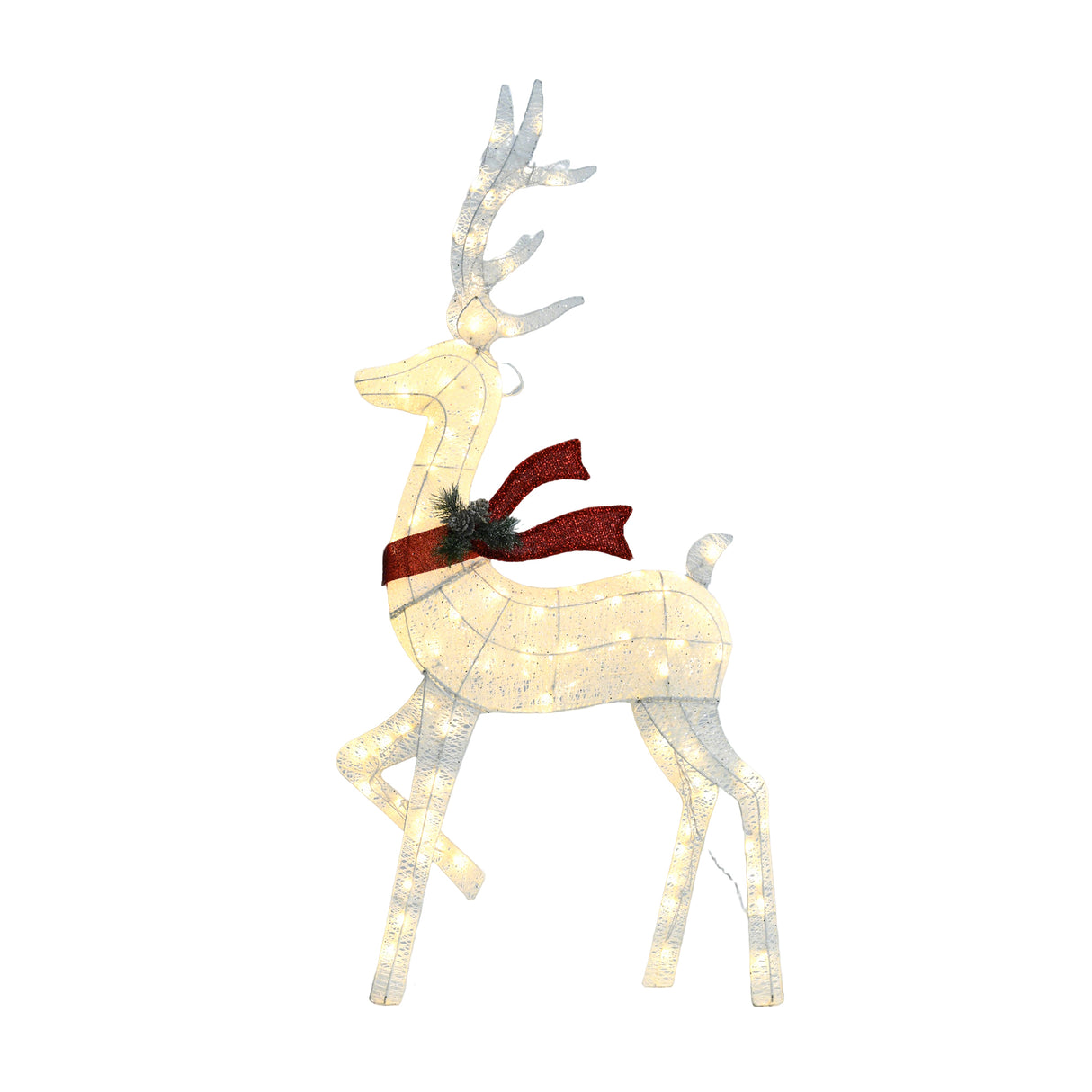 White Cotton Rope Reindeer Set of 3 with UL Listed Warm White LED Lights for Indoor/Outdoor Christmas Decoration 60" 48" 32"