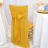 Gold Chiffon Chiavari Chair Cover With Sash Cascading Drape
