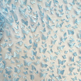 3D Butterflies Lt. Blue Lace Fabric Embroidered by the Yard Decor