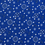 Paisley Bandanna Fabric Royal Poly Cotton Print by the Yard Decor