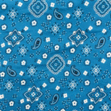 Paisley Bandanna Fabric Turquoise Poly Cotton Print by the Yard