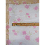 White Organza With Pink Flowers Polyester Organza Fabric - Pink Floral On White, Metallic Gold Outline, 58-59" Width (1 Yard)