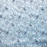 Paisley Bandanna Fabric Baby Blue Poly Cotton Print by the Yard