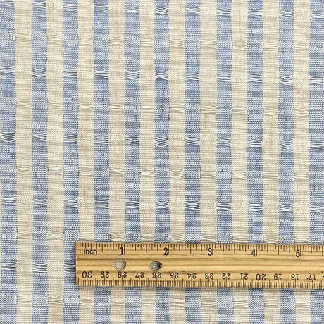 1 Yard Lithuanian Linen 3 Tone Jacquard Stripe Premium Natural Sewing Fabric 65" Width