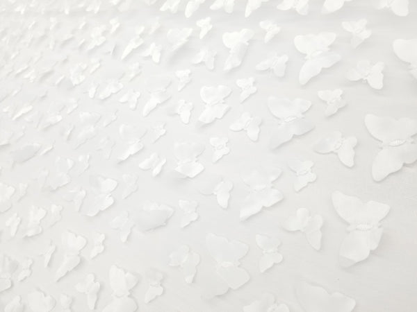 1 Yard White 3D Butterfly Embroidered Mesh Tulle Fabric for Dress Costume Decor 54 Wide