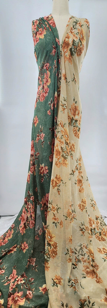 Yoryu Chiffon 1D1732 100 Percent Polyester Fabric - Dark Ivy, Sheer, 58/60" Width (1 Yard)
