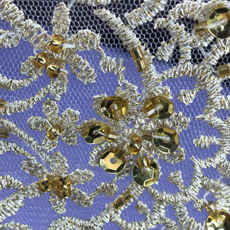 1 Yard Beaded Double Sided Lace Trimming Embroidered on 100% Polyester Net Mesh 6? Wide