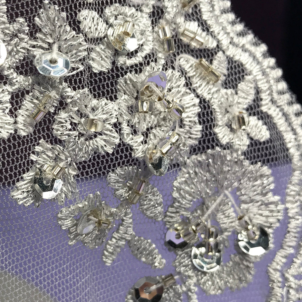 1 Yard Beaded Double Sided Lace Trimming Embroidered on 100% Polyester Net Mesh 6? Wide