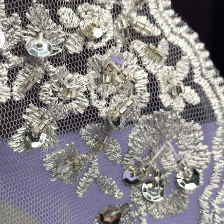 1 Yard Beaded Double Sided Lace Trimming Embroidered on 100% Polyester Net Mesh 6? Wide