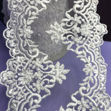 1 Yard Beaded Double Sided Lace Trimming Embroidered on 100% Polyester Net Mesh 6? Wide