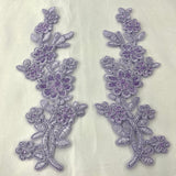 1 Pair Beaded & Corded Floral Lace Applique 10" x 2" Each Side