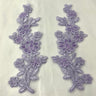 1 Pair Beaded & Corded Floral Lace Applique 10" x 2" Each Side