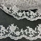 1 Yard Elegant Beaded and Corded Lace Trimming Embroidered on Polyester for Dresses 2.75 Inch Width