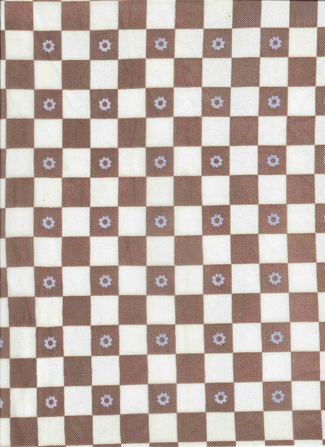 1 Yard Polyester Spandex 80 GSM Mesh Fabric Flower Checker Print Lightweight Soft Stretch 54" Width