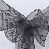 10 Pieces Pewter Embroidered Organza Chair Sashes 8"x108" Sophisticated Event Decor