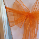 10 Pieces Angle End Organza Chair Sashes 12 by 116 inches Tangerine
