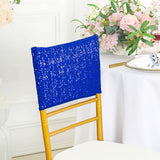 1 Piece Royal Blue Sequin Spandex Chair Cap 13.5 inch by 10 inch Reception Decor