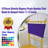 10 Pieces Stretchy Regency Purple Spandex Chair Bands for Banquet Chairs 7 x 13 Inches
