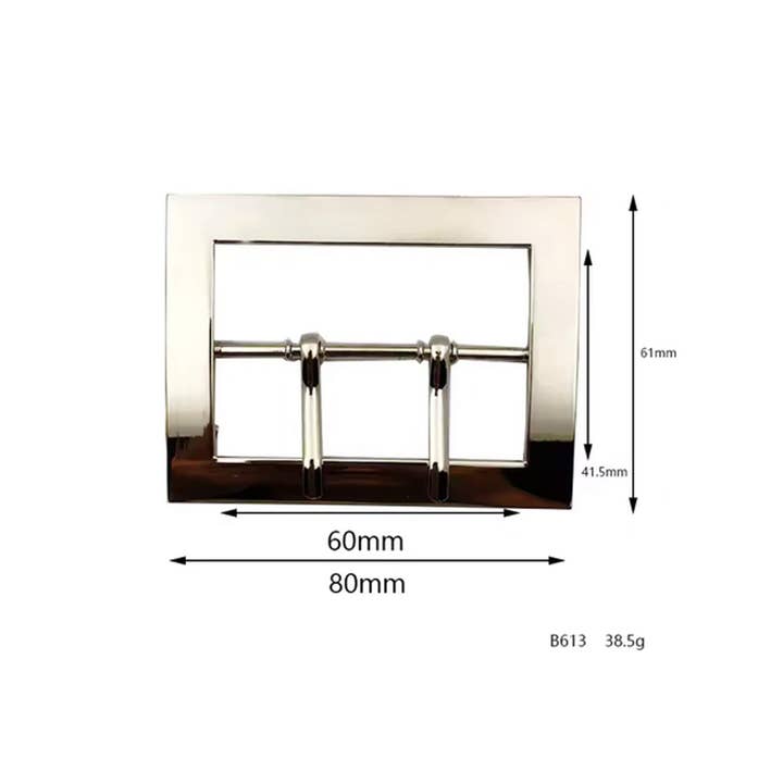 60mm Double Pin Zinc Alloy Belt Buckle for Leather Bags