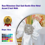 1 Piece Rose Rhinestone Chair Sash Buckle Silver Metal Accent 2 Inch Width