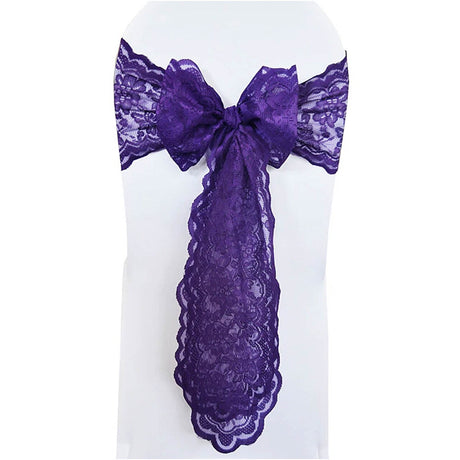 10 Pieces Regency Purple Caspari Lace Chair Sashes for Wedding and Party Chair Decor 9x108 Inches