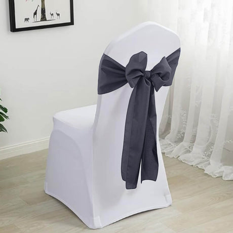 10 Pieces Pewter Charcoal Polyester Chair Sashes, Sleek Wrinkle Free Event Styling 8"x108"