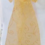 10 Pieces Gold Embroidered Organza Chair Sashes Elegant Sheer Chair Bows 8"x108"