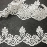 1 Yard Corded Lace Trimming Embroidered on 100% Polyester Net Mesh 3" Wide