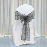 10 Pieces Black Embroidered Organza Chair Sashes 8"x108" for Elegant Event Styling