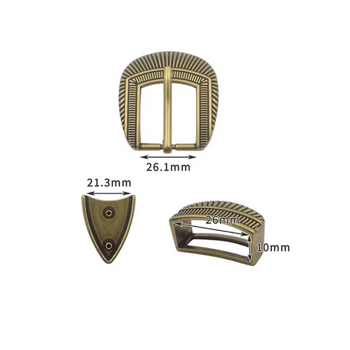 26mm Zinc Alloy 3-Piece Pin Belt Buckle Set for Men