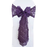 10 Pieces Elegant Eggplant Caspari Lace Chair Sashes for Weddings 9" x 108"