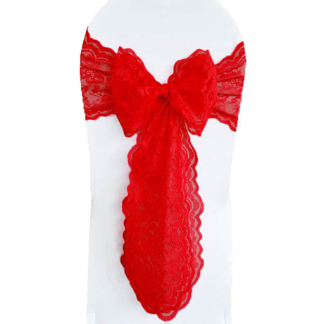 10 Pieces Red Caspari Lace Chair Sashes for Weddings Banquets and Events 9x108 Inches