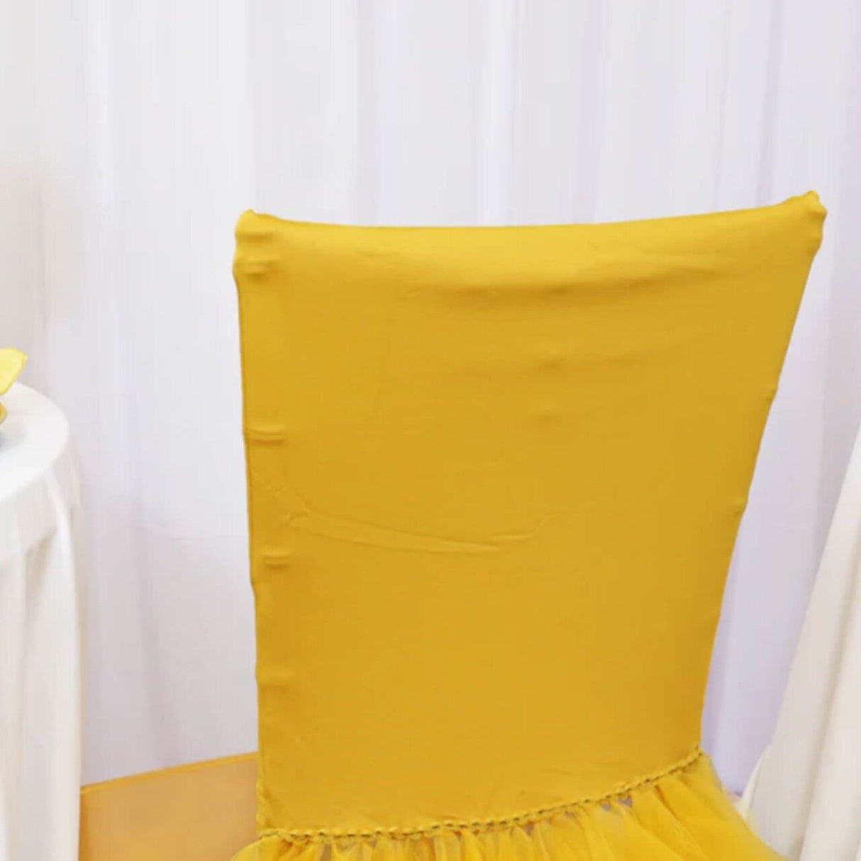1 Piece Gold Stretch Spandex Chiavari Chair Cover with Elegant Ballerina Skirt