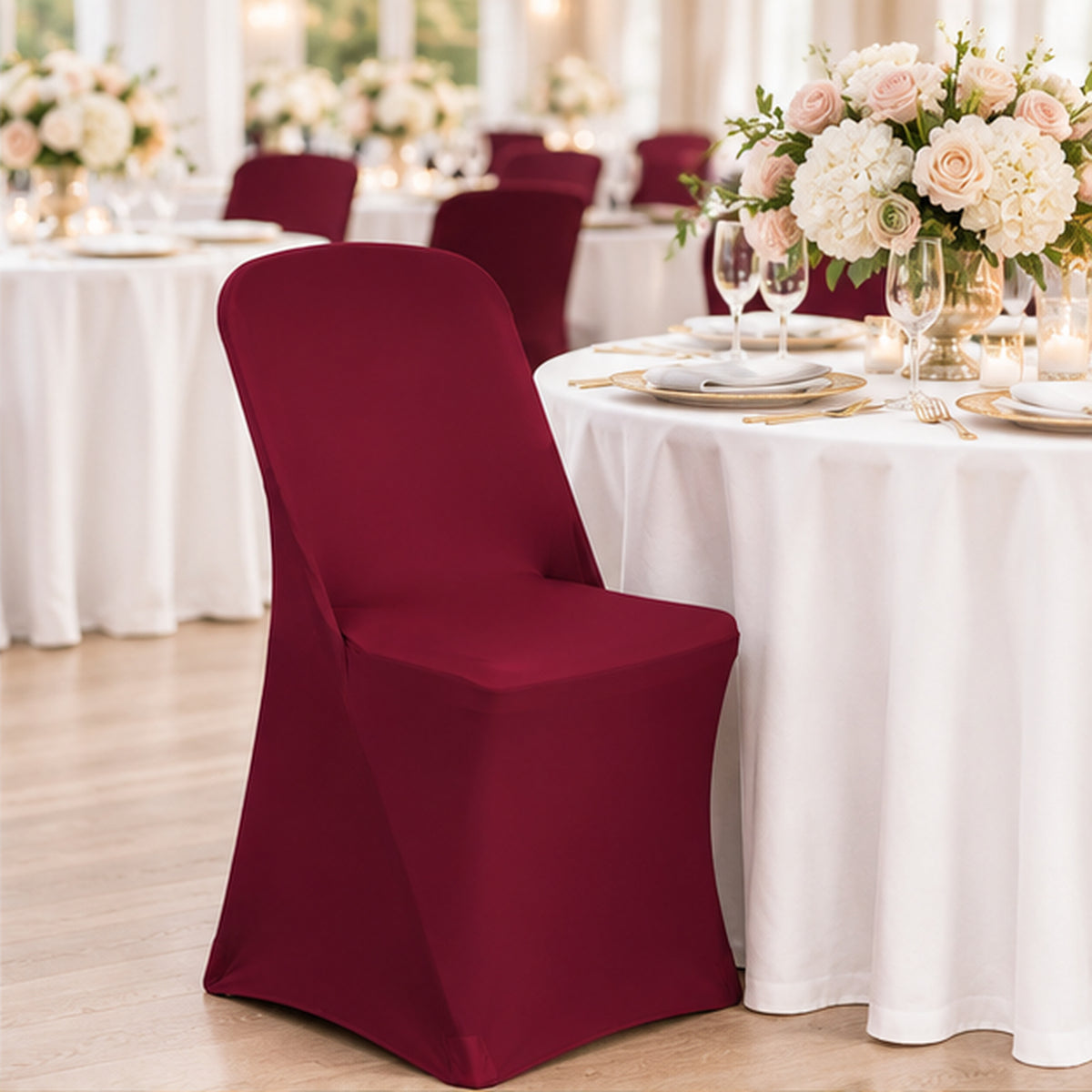 Burgundy 4 Way Stretch Spandex Chair Cover 220 GSM Form Fitting